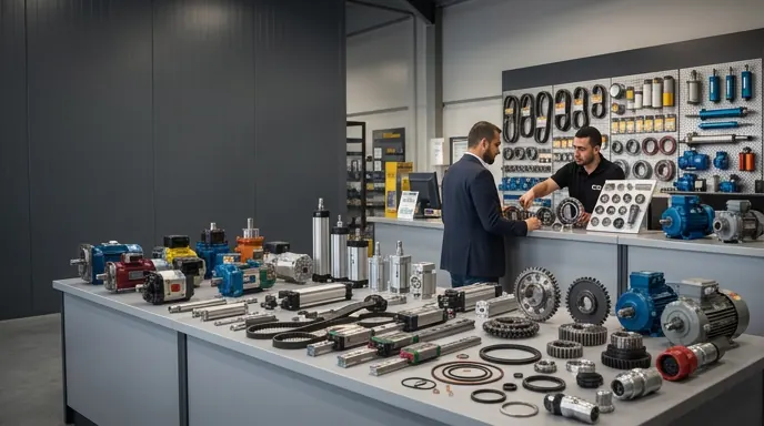 Comptoir de vente C.E.I avec pièces de rechange industrielles, moteurs, vérins et roulements à Agadir
